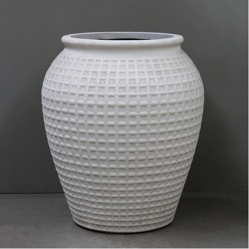 White Cement Dimple Jar - D75cm x H86cm