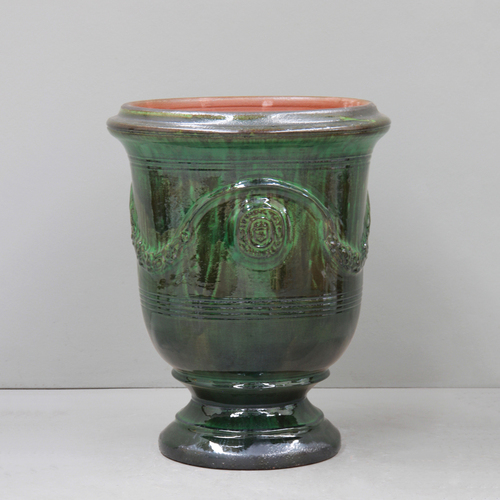 Gloss Green Glaze Chinon Traditional Anduze Urn - D46cm x H60cm