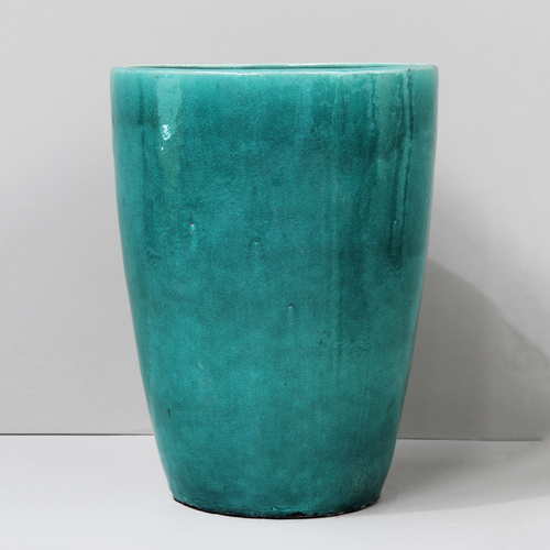 Ice Crackle Turquoise Tall Crucible Pot