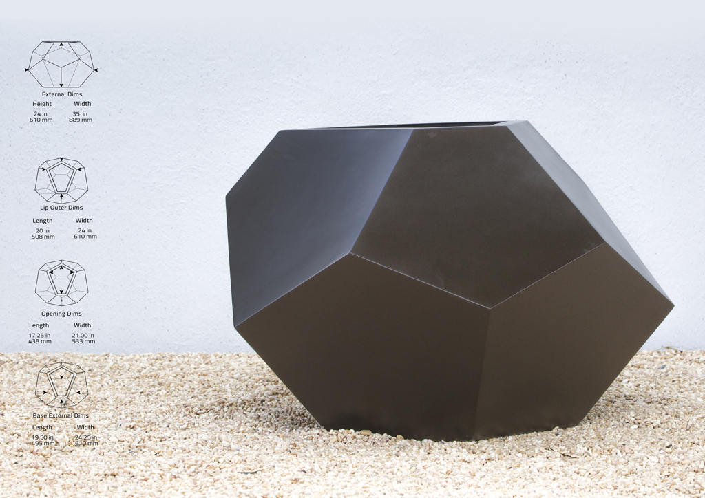 Black Prism Planter L88.9cm x H61cm