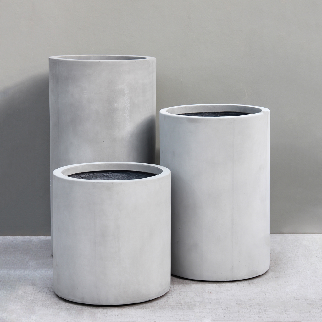 [URR05-56GR] Grey Slim Cylinder Pot (Large - D56cm x H100cm)