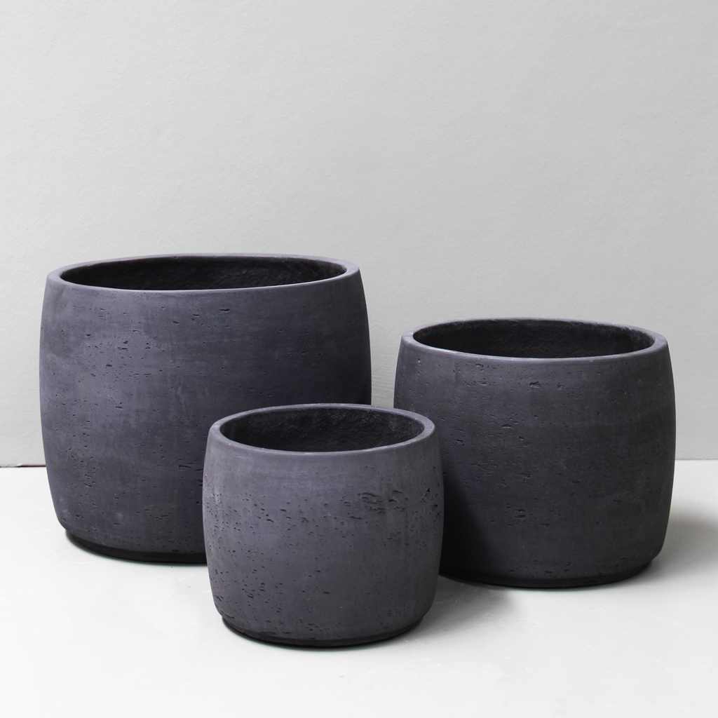 [MDR2LBK] Black Barrel Pot (D36cm x H28cm)