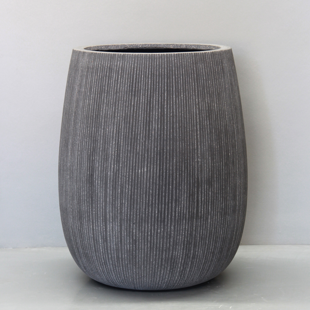 [PRR02L-RG] Rough Grey Vertical Stripe Tall Sack Pot (D54cm x H66cm)