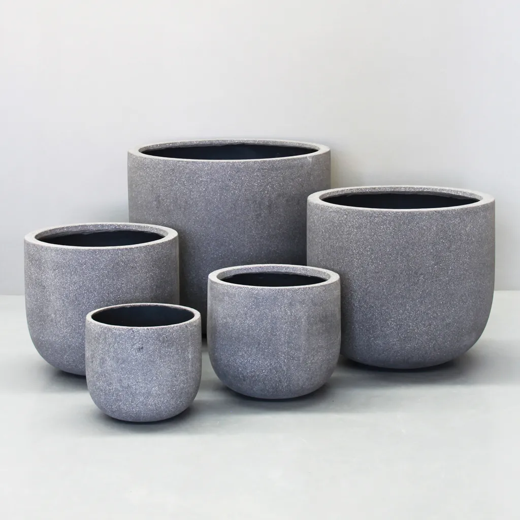 [PRR04s/5RG] Rough Grey Plain U Pot (Set of 5 - D55, 46, 37, 30 & 24.5cm)