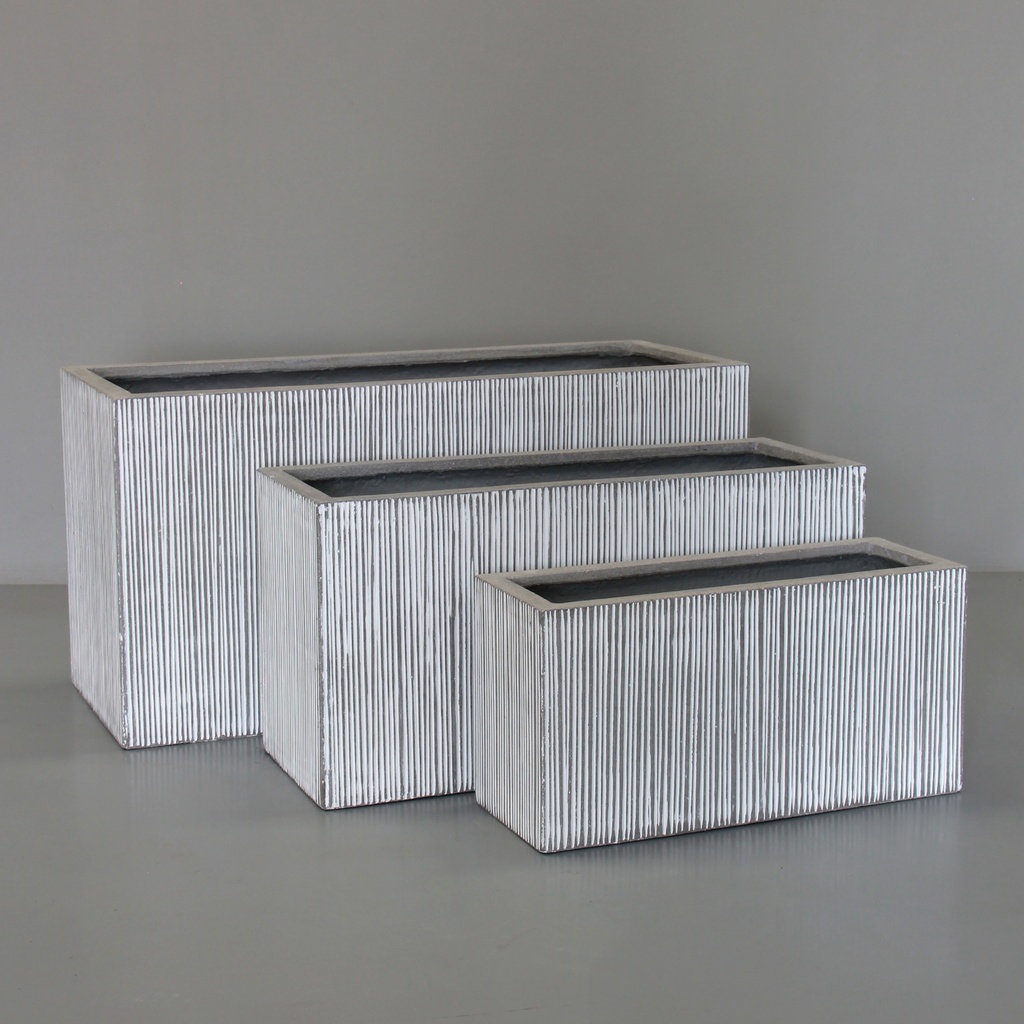 [PRT02s/3WH] White Vertical Stripe Trough (Set of 3 - L100, 80 & 60cm)