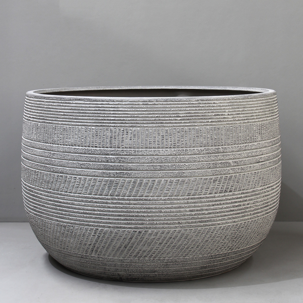 Antique Black Wash Chenza Scroll Planter