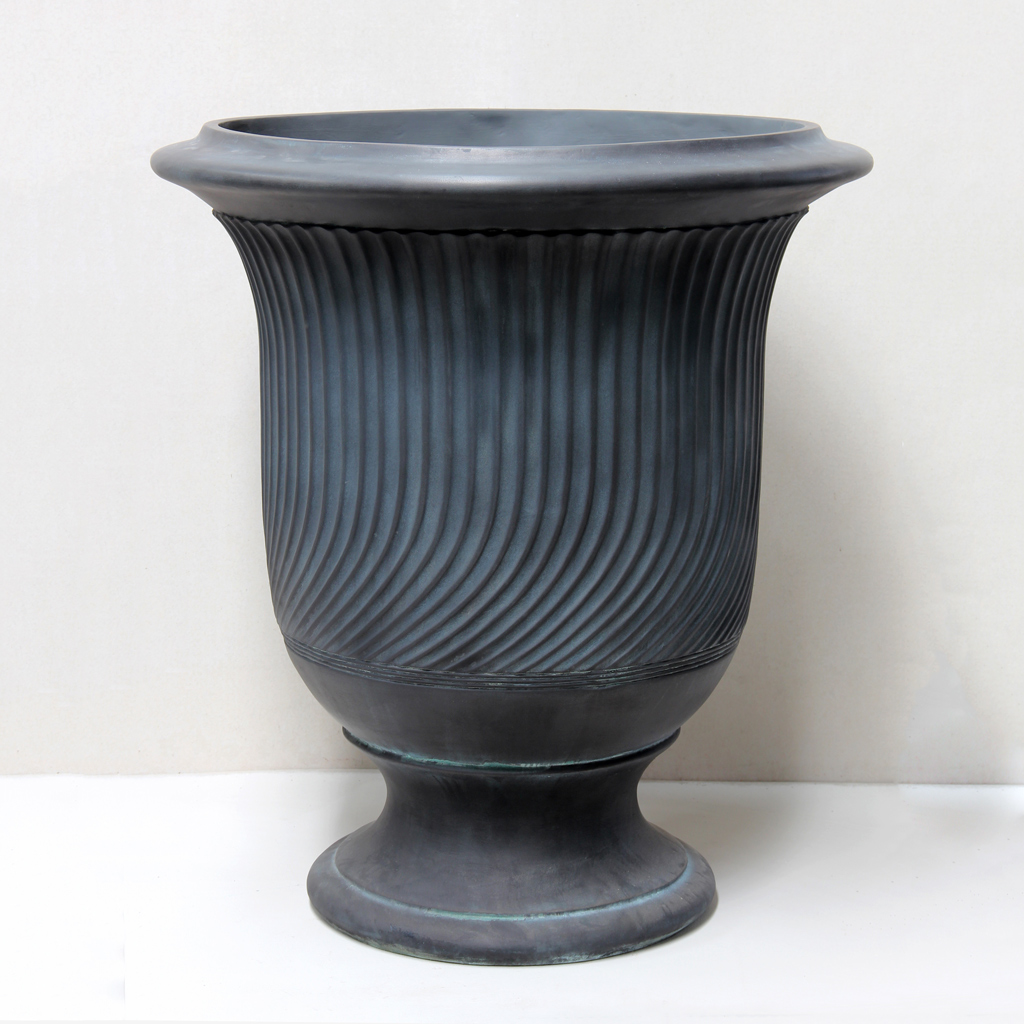 [UR2253RB] Real Bronze Finish Striated Anduze Urn (Large - D88cm x H100cm)
