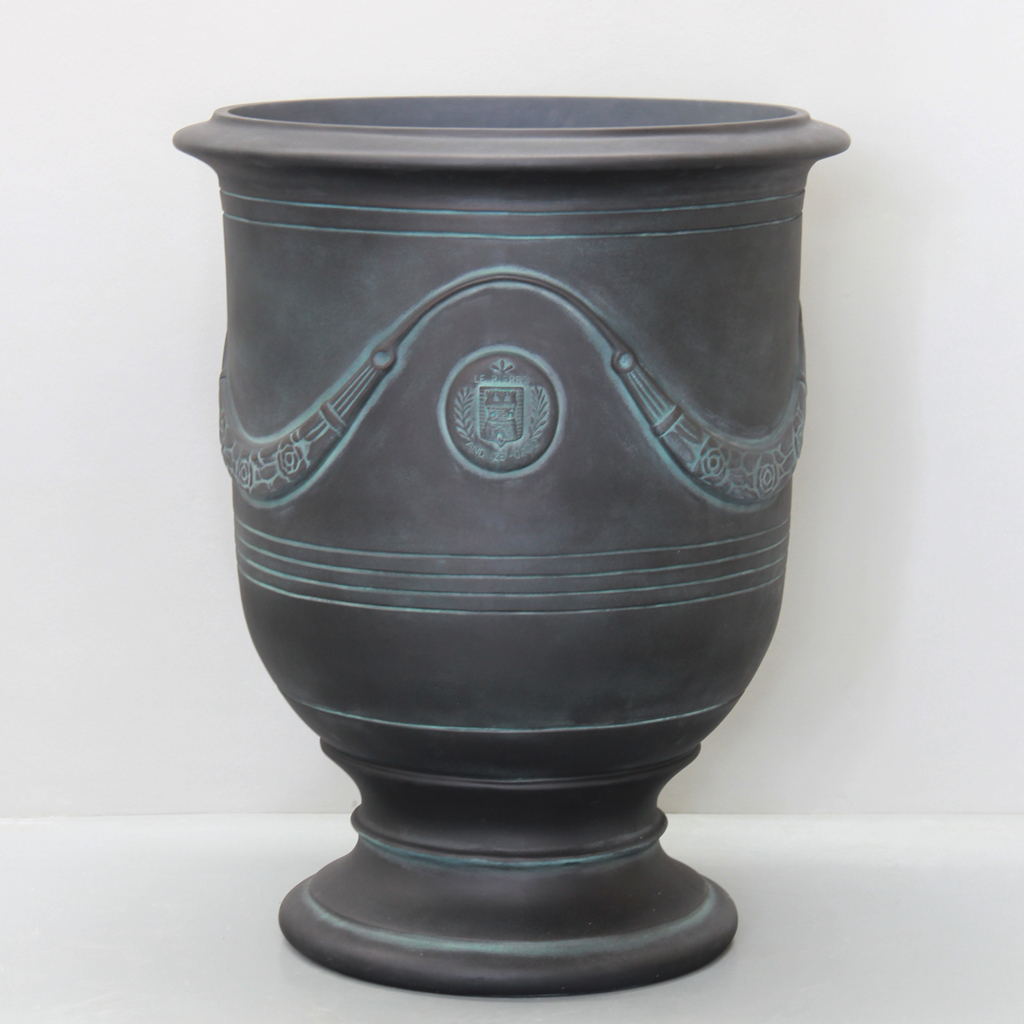 [PB2407RB] Real Bronze Finish Anduze Urn With Garland (Large - D75cm x H94cm)