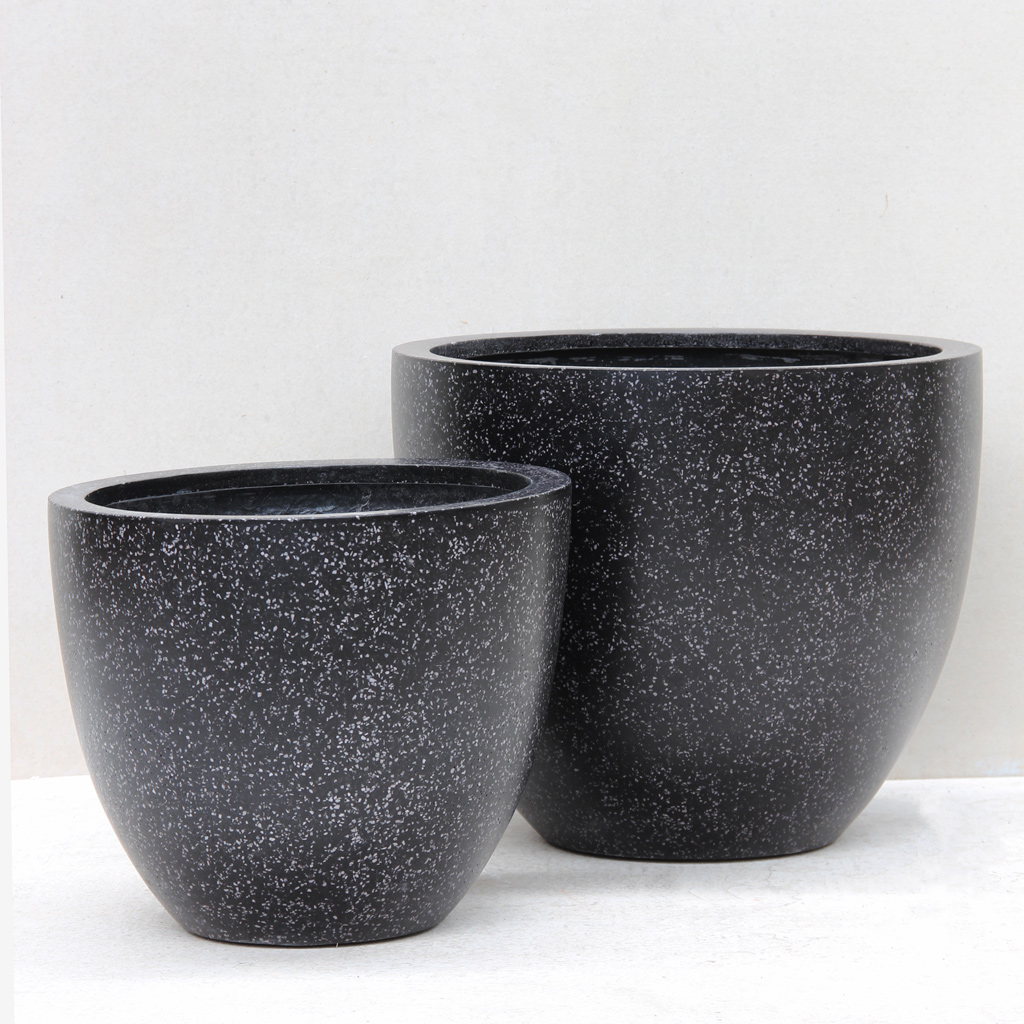 [BR3-50TBK] Terrazzo Black Egg Pot (Small - D50cm x H42cm)