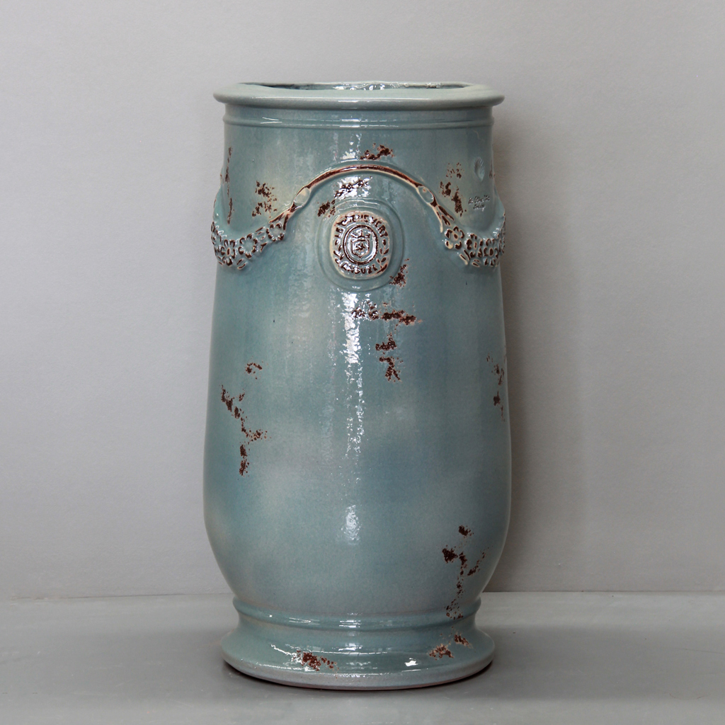 [JAO70A-CEL] Celadon Rope Coiled Anduze Décor Olive Jar D40cm x H76cm