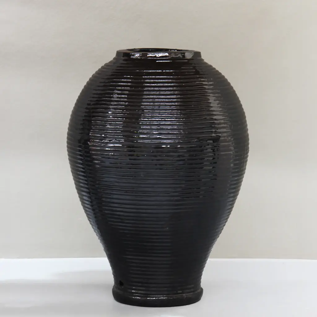 Black Ribbed Egg Jar D48cm x H68cm