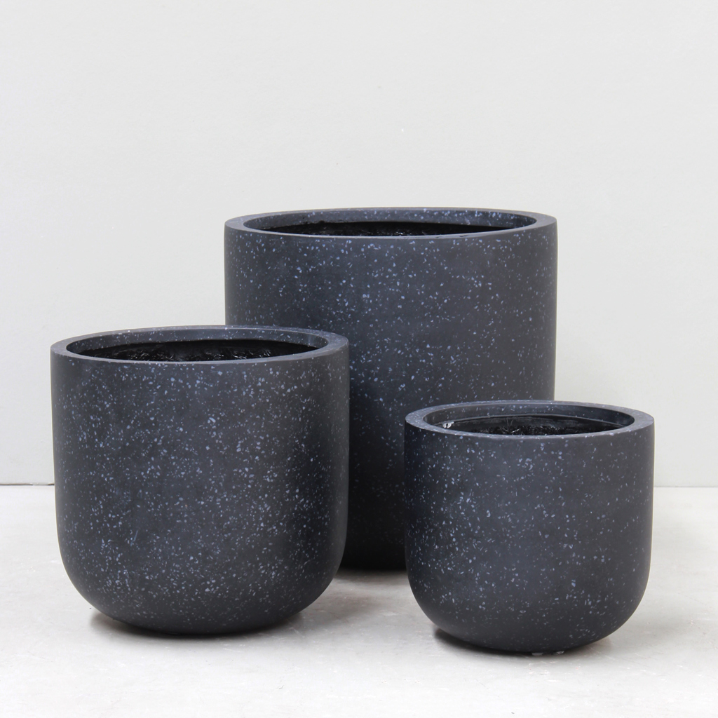 [BR2-60TBK] Terrazzo Black Bullet Pot (Extra Large - D60cm x H60cm)