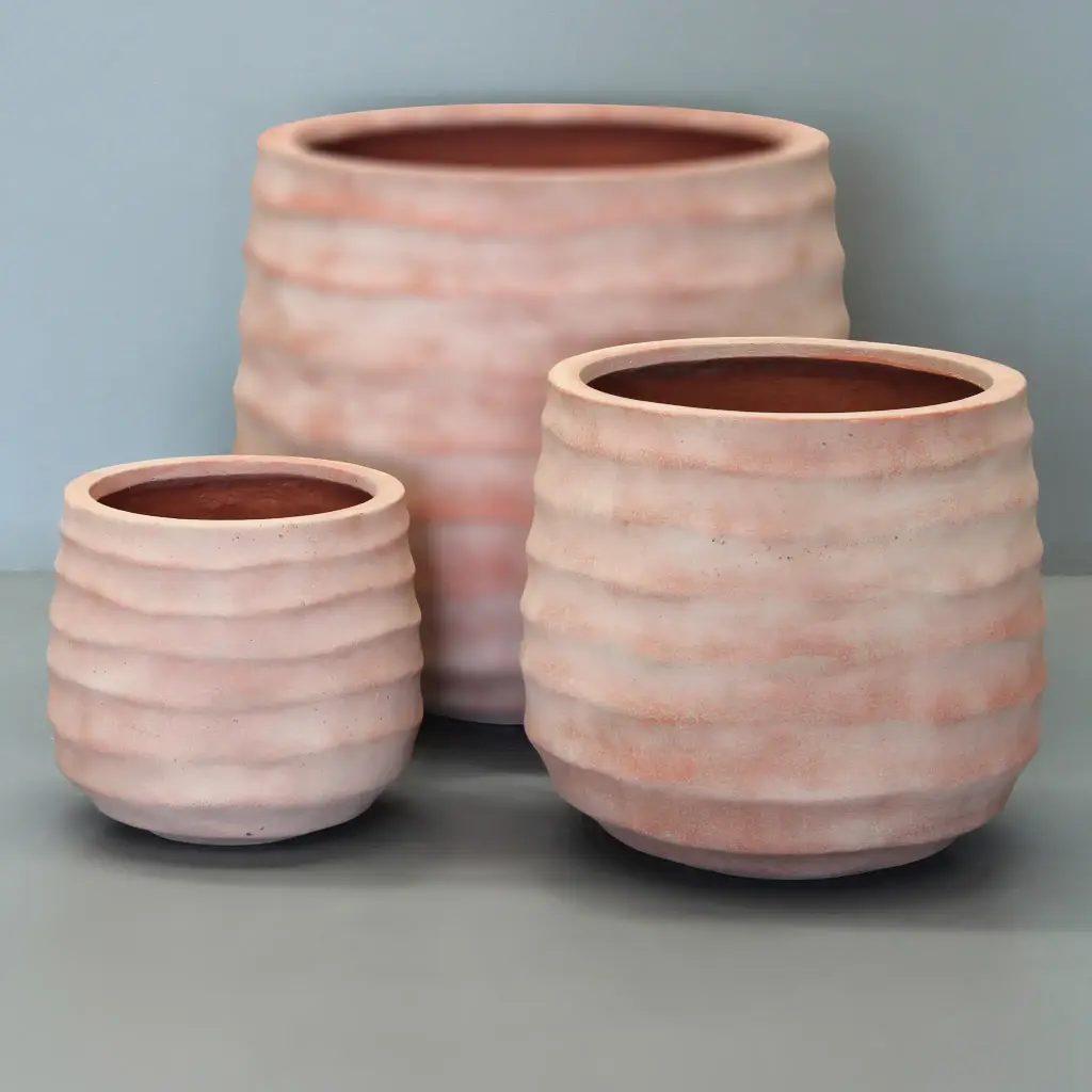 [PCR02s/3TU] Tuscan Wave Sack Pot (Set of 3 - D55, 40.5 & 29cm)