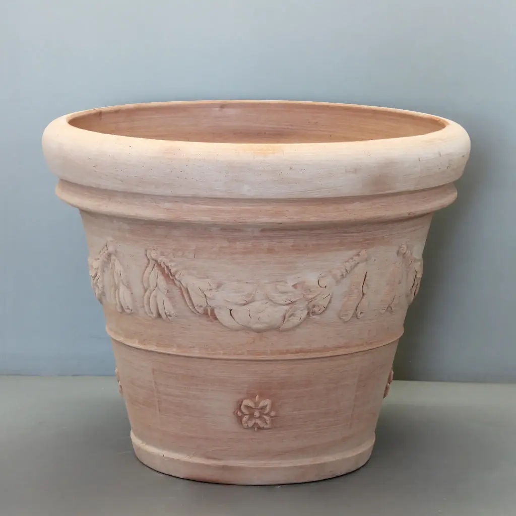 Terracotta Galestro Double Rim Festooned Pot - D81cm x H66cm