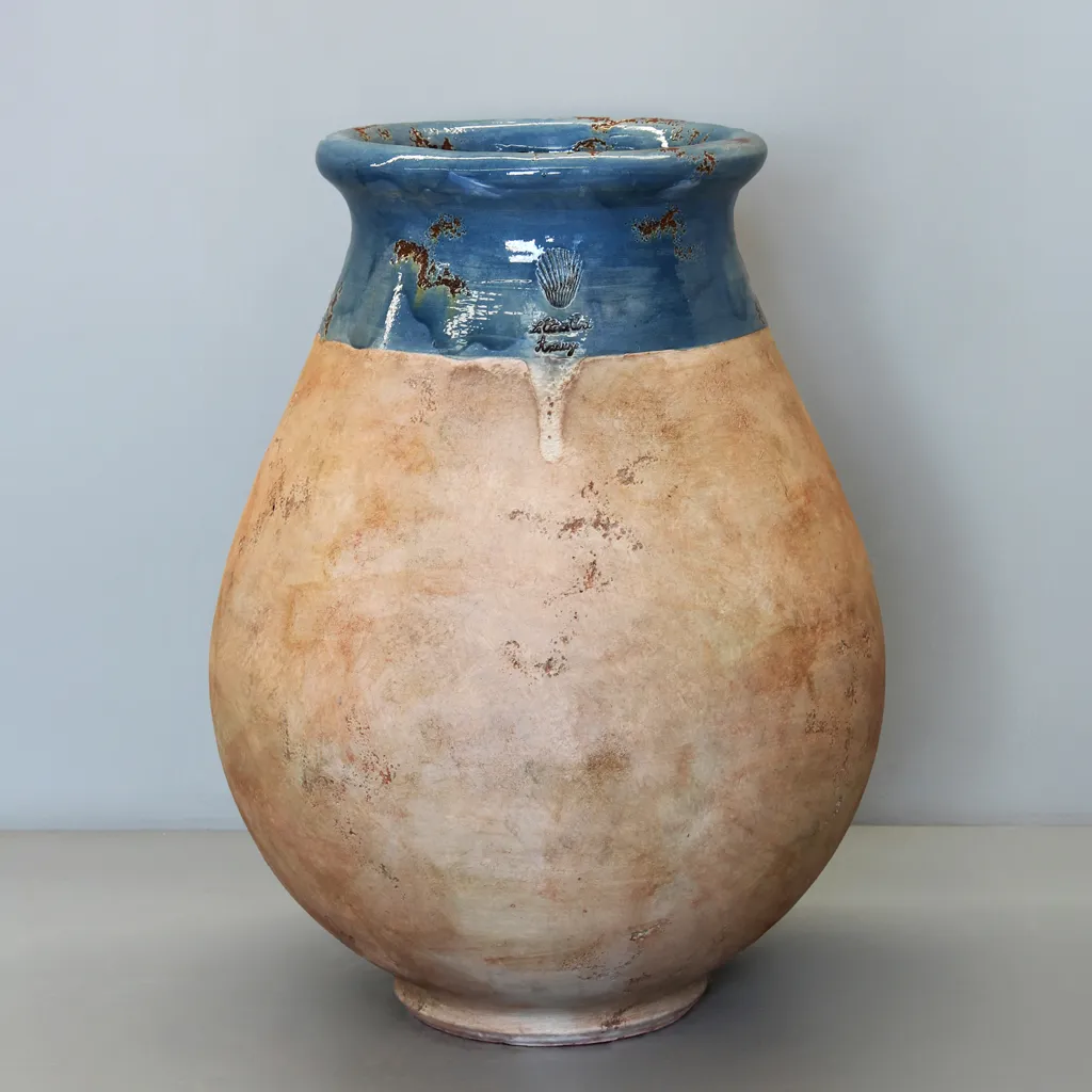 Blue Lagoon on Antiqued Base Biot Jar