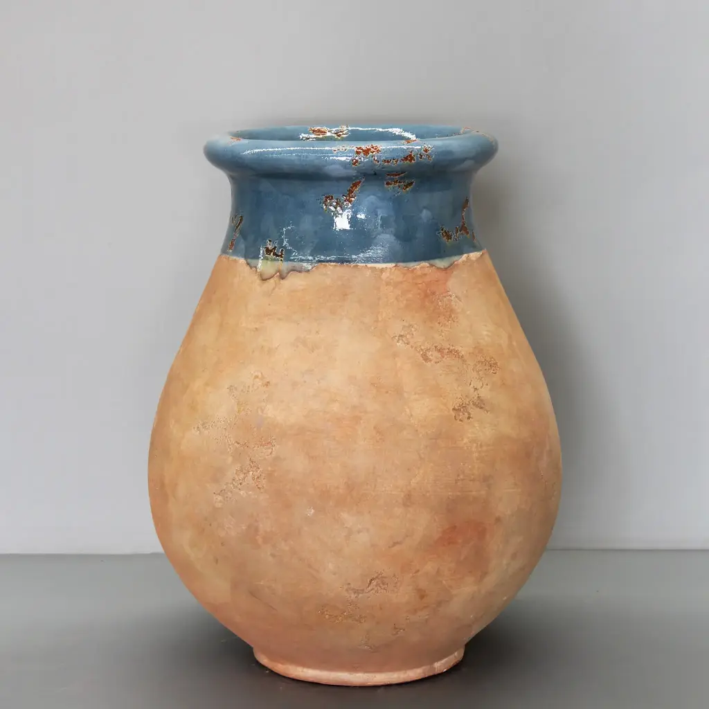 Blue Lagoon on Antiqued Base Biot Jar