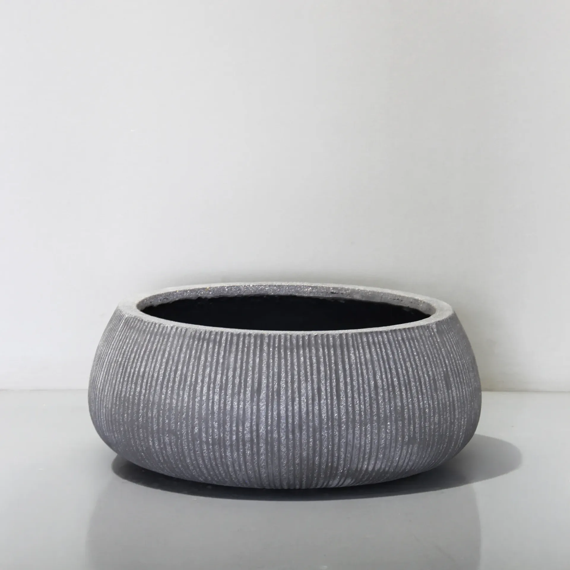 Rough Grey Vertical Stripe Bowl