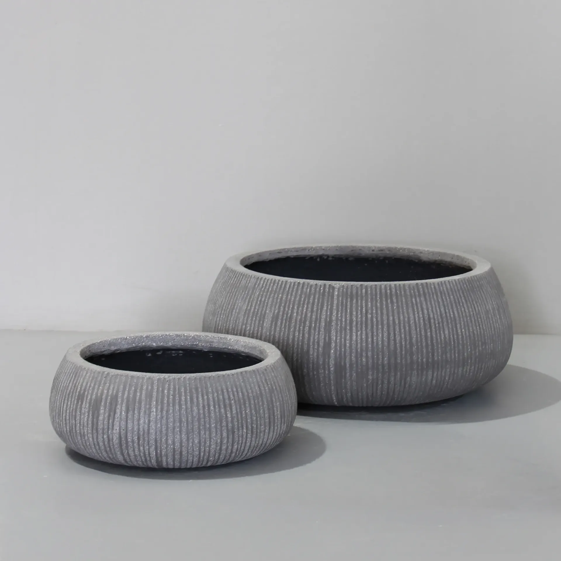 Rough Grey Vertical Stripe Bowl