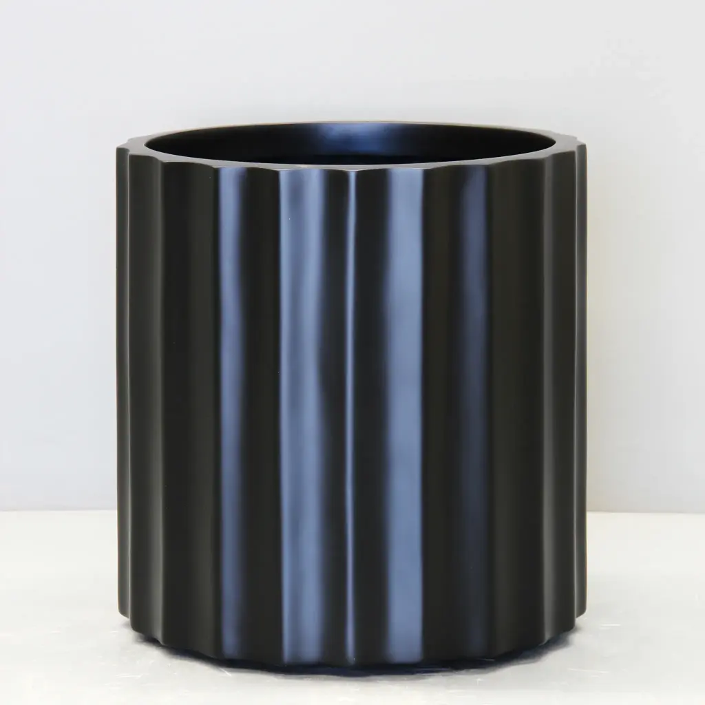 Black Fluted Vattra Cylinder - D50cm x H51.9cm