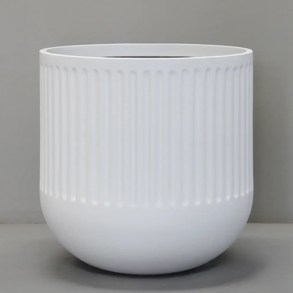 [2972.068.WH] White Fluted Doric Pot (Large - D68cm x H68cm)