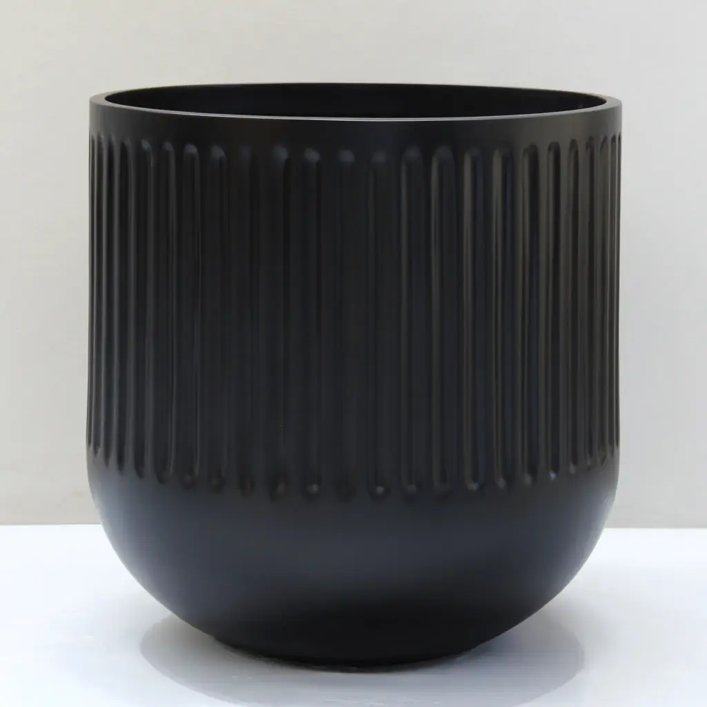 [2972.068.BK] Black Fluted Doric Pot (Large - D68cm x H68cm)