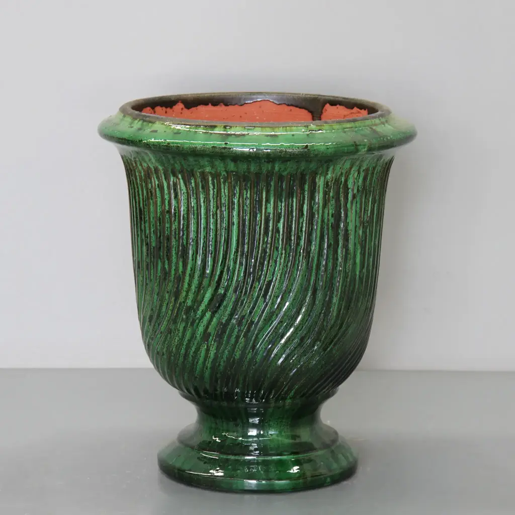 [L85V] Green Languedoc Striated Urn (Versailles - D75cm x H85cm)