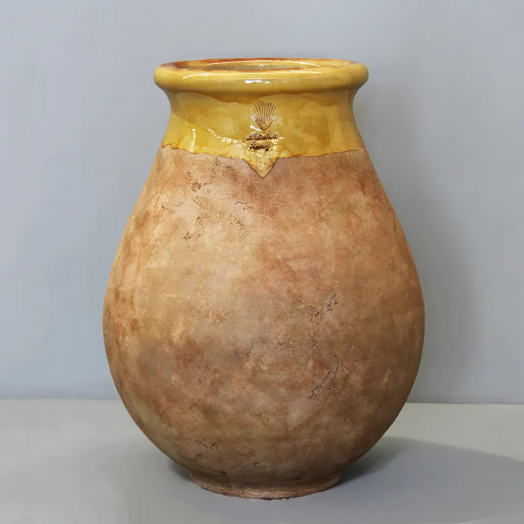 [JB100AH] Aged Honey on Antiqued Base Biot Jar (D80cm x H100cm)