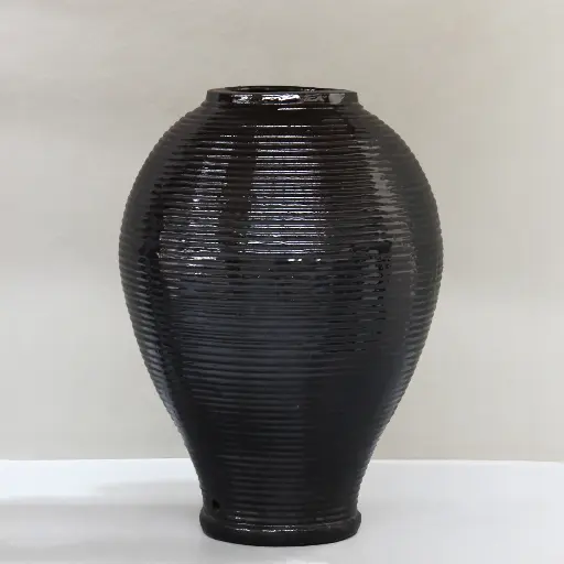 [3017BK] Black Ribbed Egg Jar D48cm x H68cm