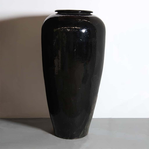 [3106BK] Black Plain Tall Temple Jar D56cm x H116cm