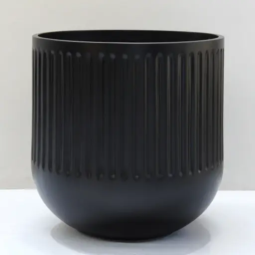 Black Fluted Doric Pot