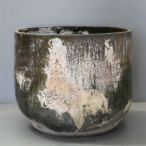 Green White Wide U Pot