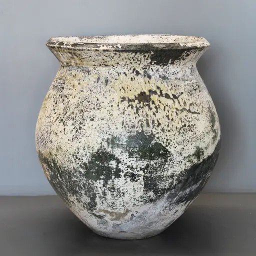 [PF062-W] Green White Pompeii Jar D70cm x H71cm